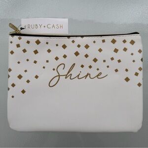 Ruby+Cash White “Shine” Zip Top Cosmetic Pouch / Makeup Bag